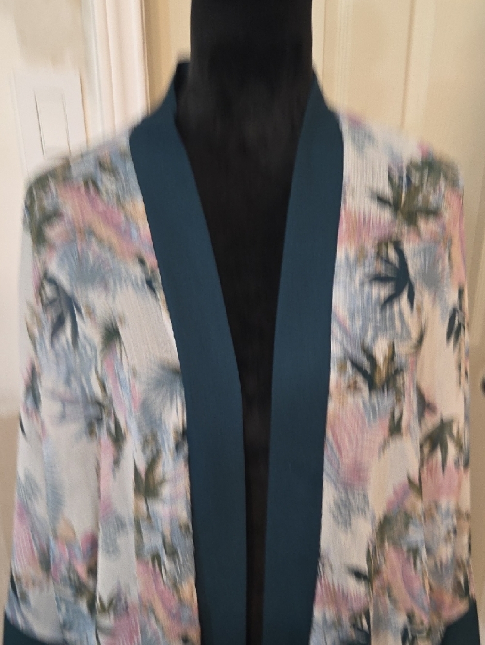 Xhilaration Teal Floral Tunic Top Kimono Swim Cover Up Long Sleeve XL/XXL - Picture 3 of 11
